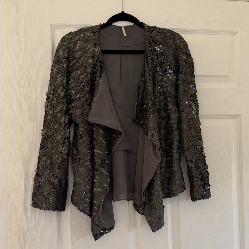 Free People Silver Sequin Blazer
